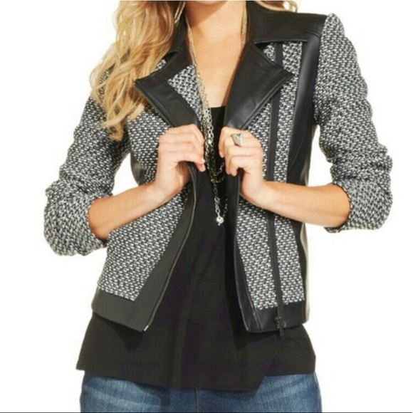 Jessica Simpson Jackets & Blazers - Jessica Simpson leather/tweed jacket